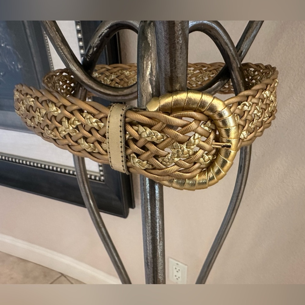 Woven Gold and Tan Belt